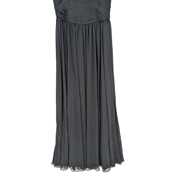 VTG Basix Black Sheer Chiffon Layered Twist Front Glam Pleated Event Maxi Gown - Picture 7 of 9